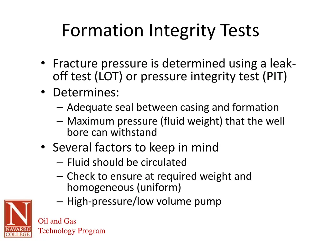 formation integrity tests