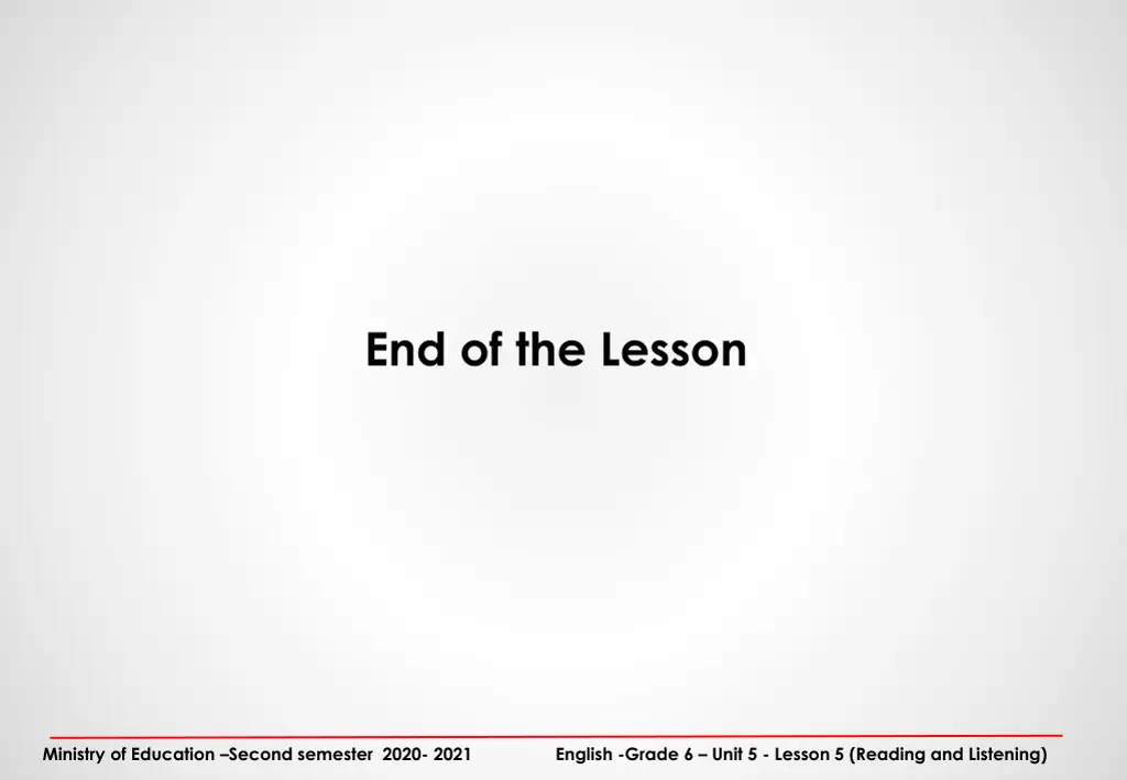 end of the lesson