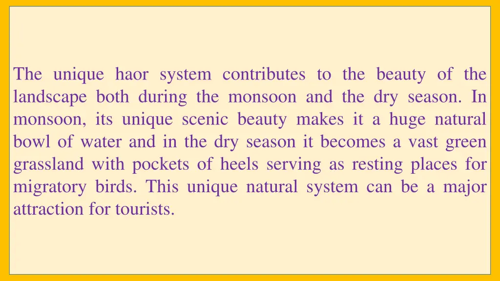 the unique haor system contributes to the beauty