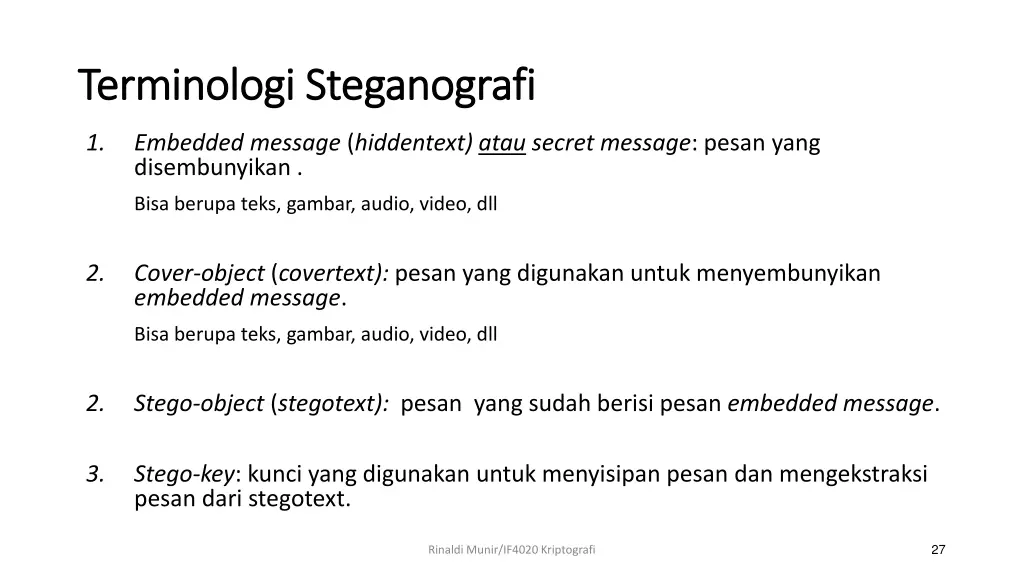 terminologi terminologi steganografi steganografi