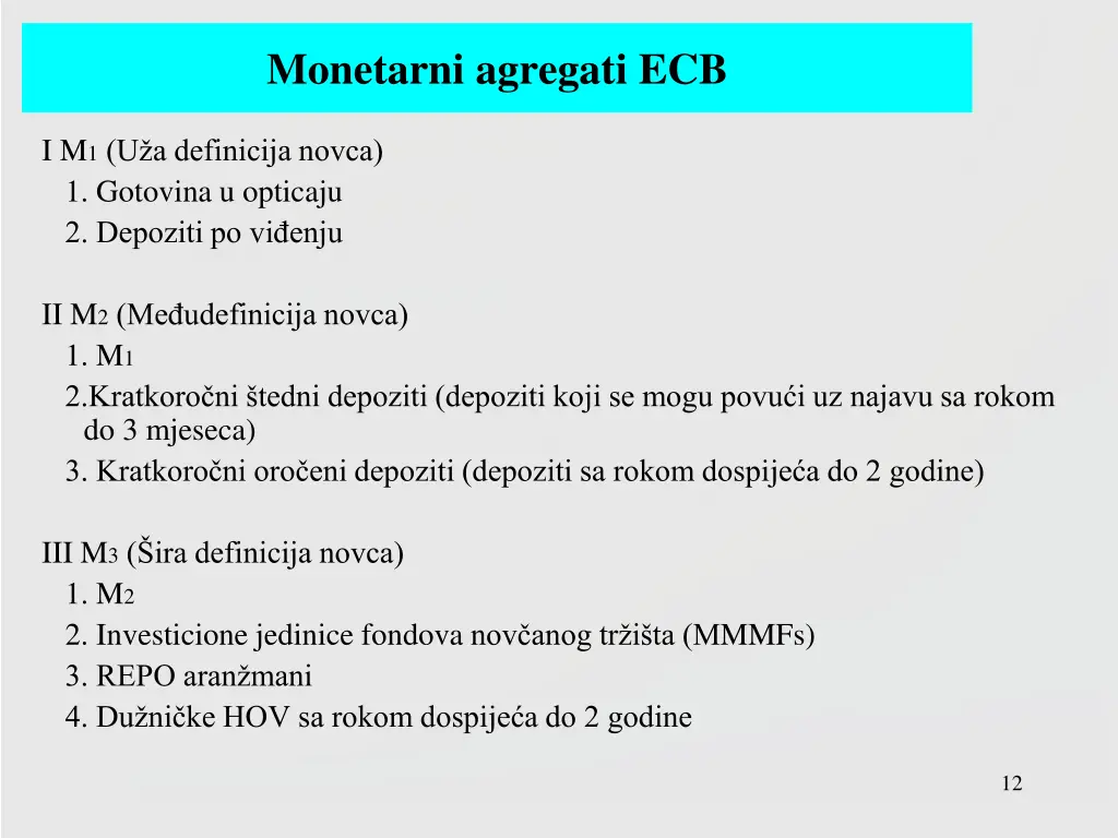 monetarni agregati ecb