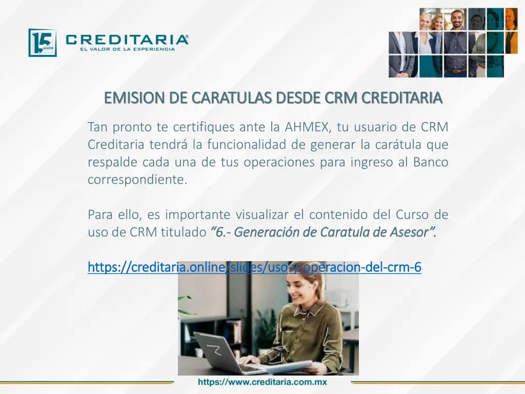 emision de caratulas desde crm creditaria emision