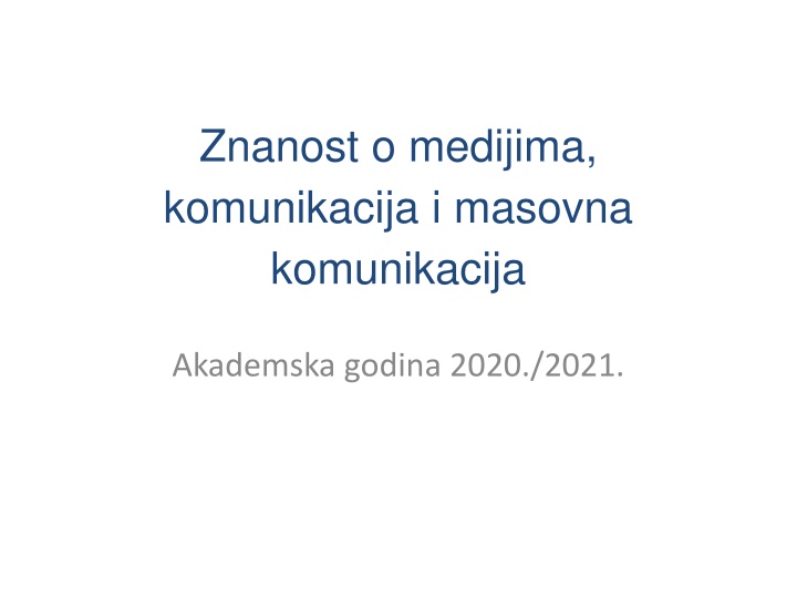 znanost o medijima komunikacija i masovna