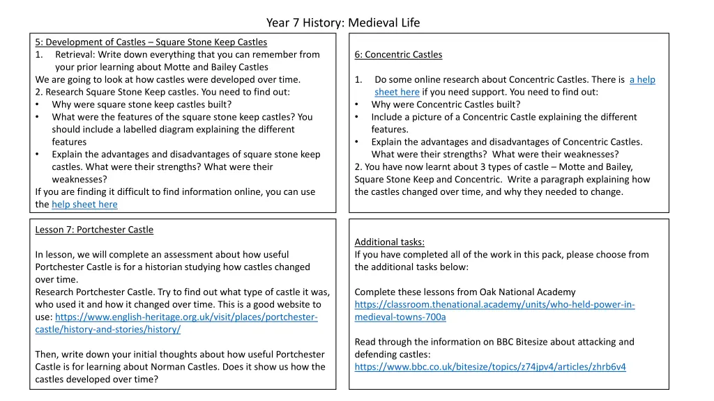 year 7 history medieval life