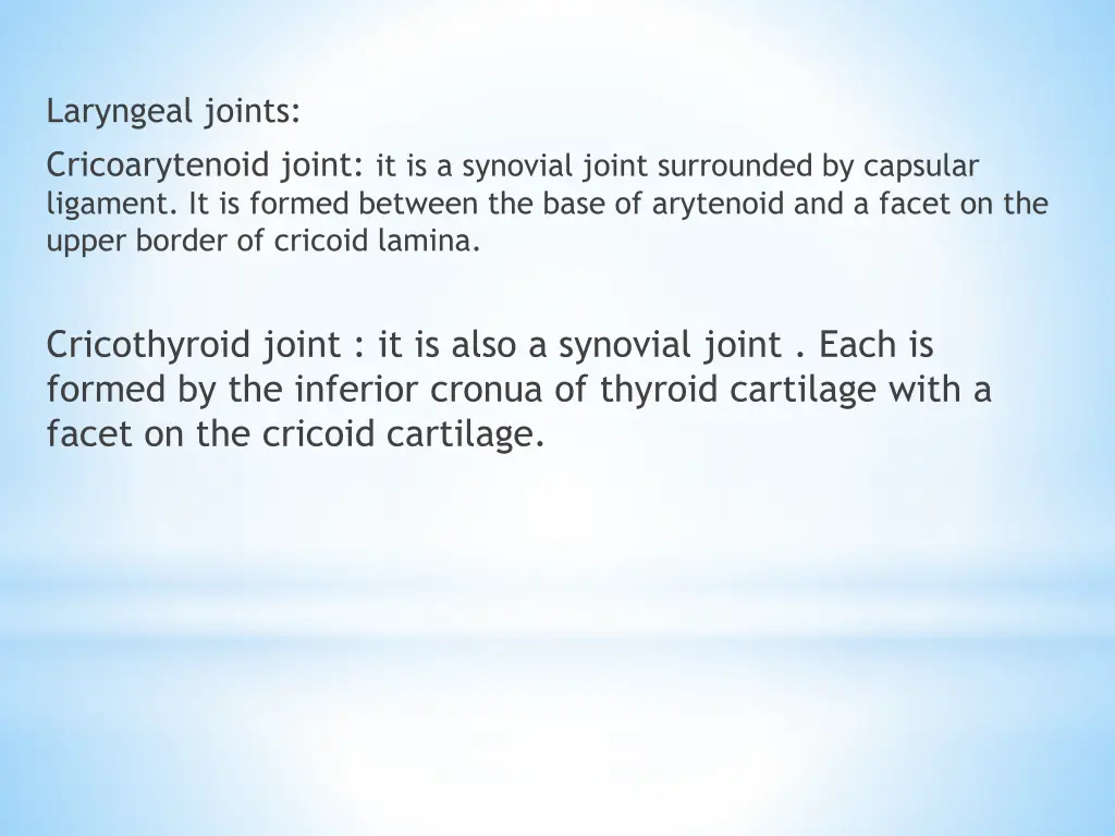 laryngeal joints cricoarytenoid joint