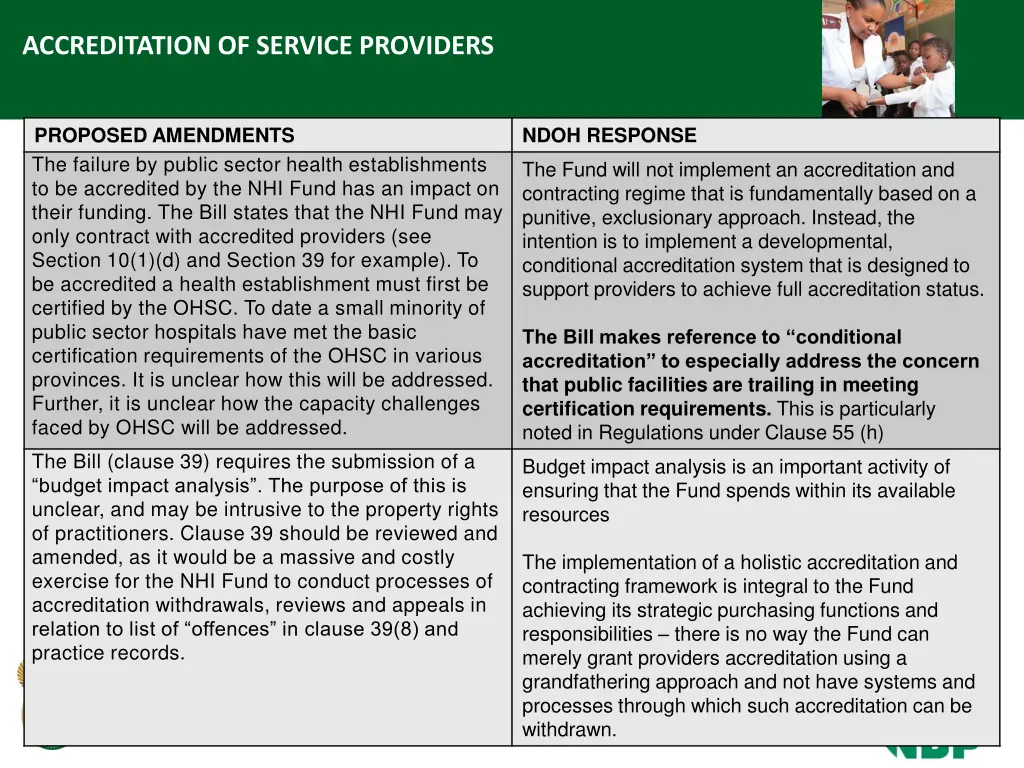 accreditation of service providers