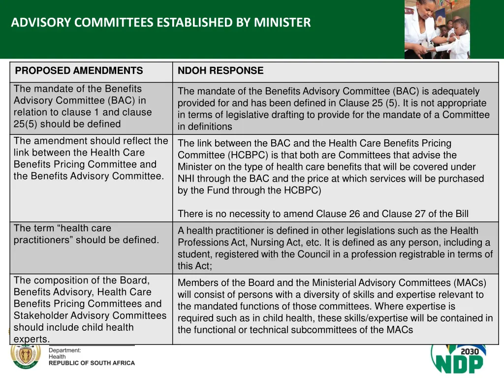advisory committees established by minister