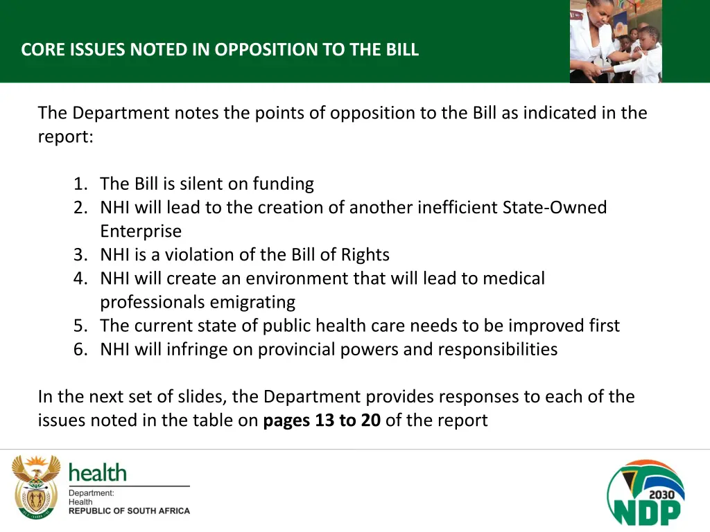 core issues noted in opposition to the bill