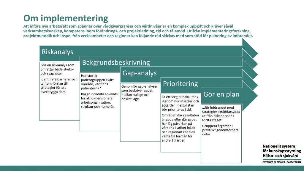 om implementering att inf ra nya arbetss