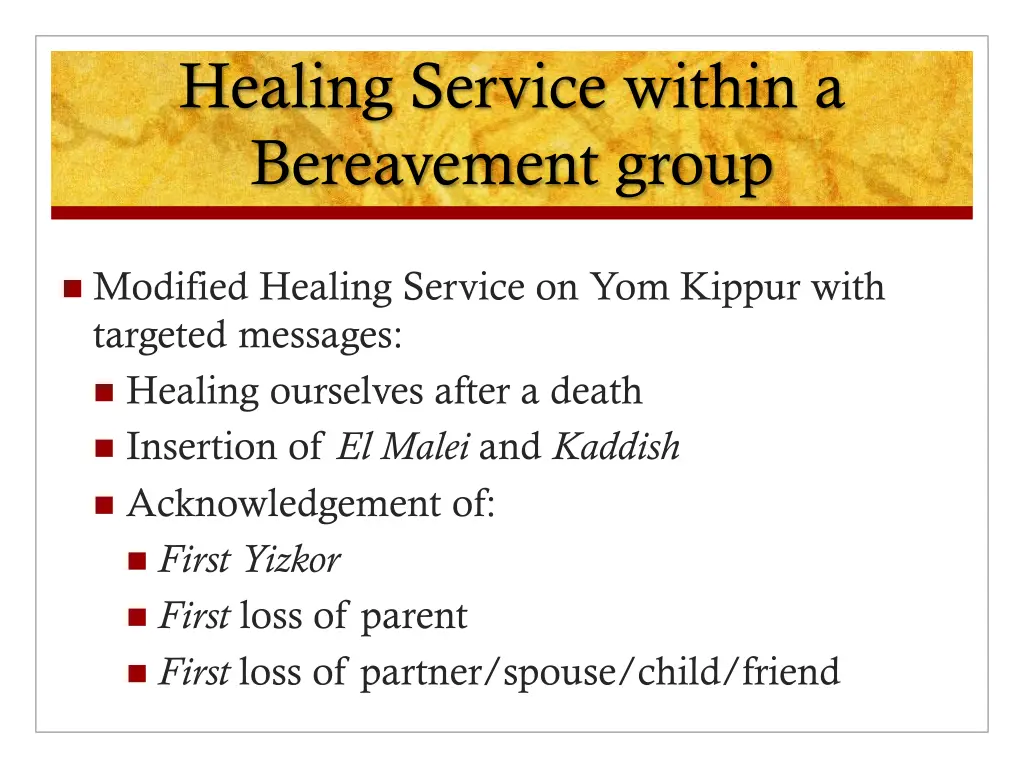 healing service within a bereavement group