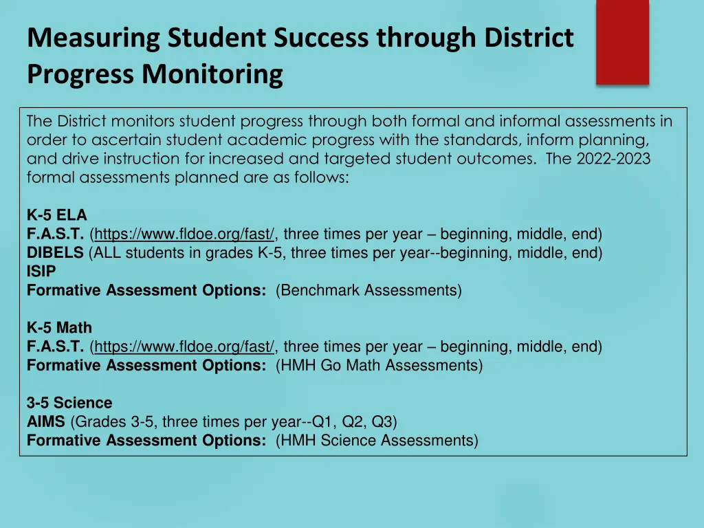 measuring student success through district