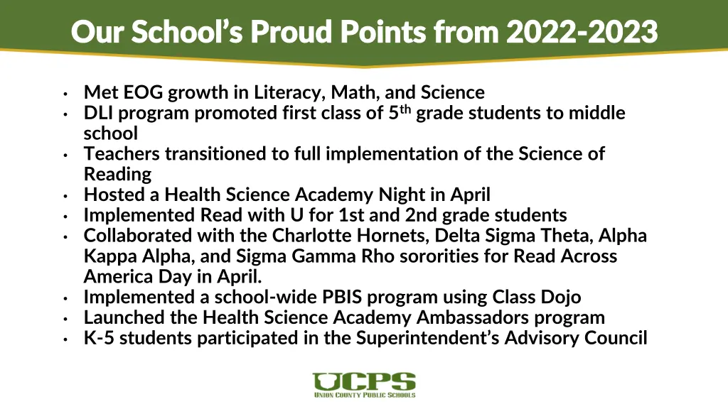 our school s proud points from 2022 our school