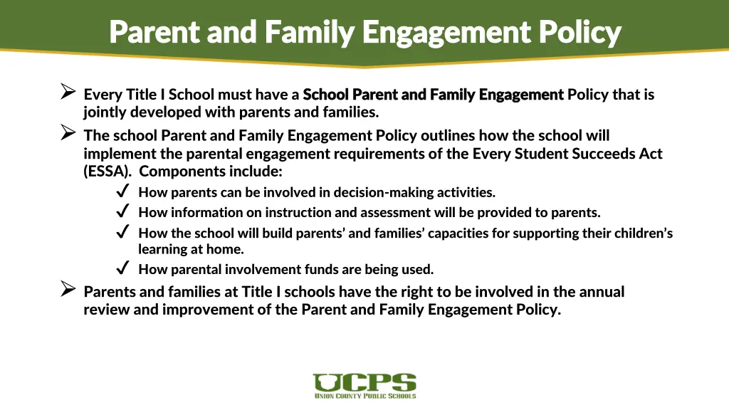 parent and family engagement policy parent