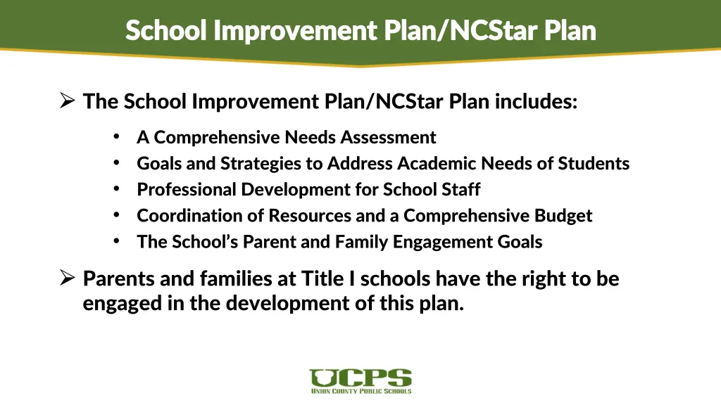 school improvement plan ncstar plan school