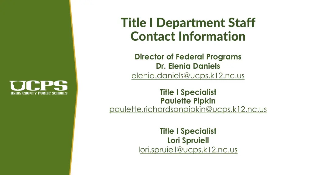 title i department staff contact information