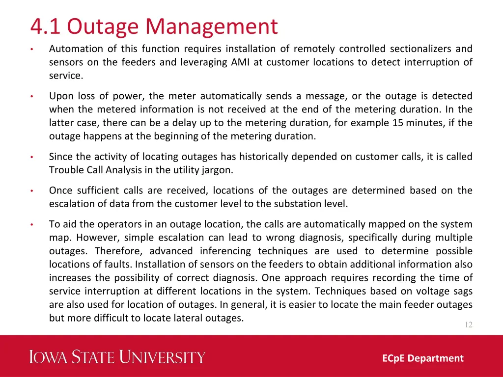 4 1 outage management automation of this function