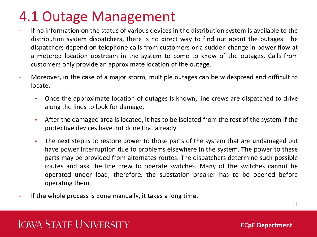 4 1 outage management if no information