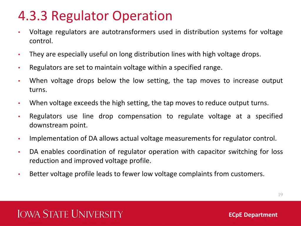 4 3 3 regulator operation