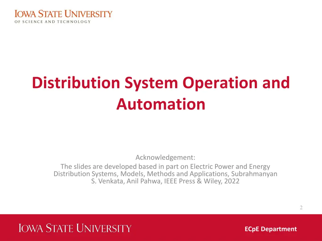 distribution system operation and automation