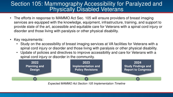 section 105 mammography accessibility