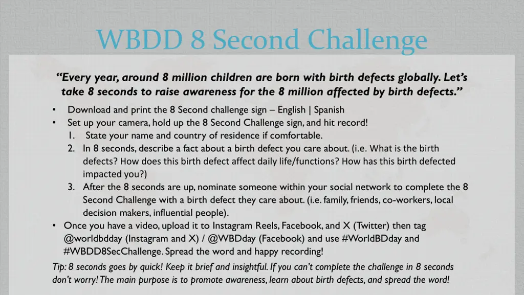 wbdd 8 second challenge