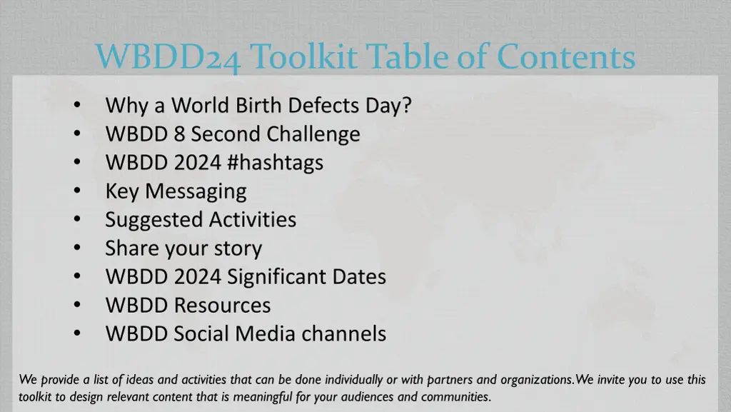 wbdd24 toolkit table of contents