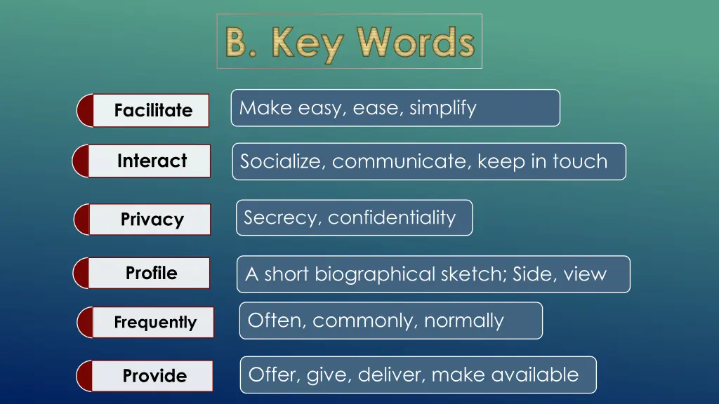 b key words