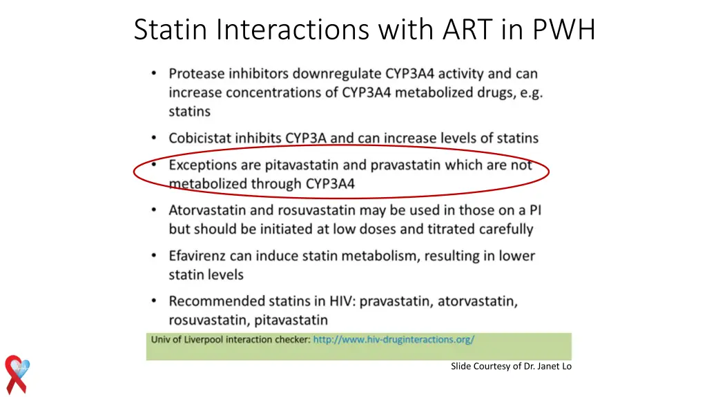 statin interactions with art in pwh