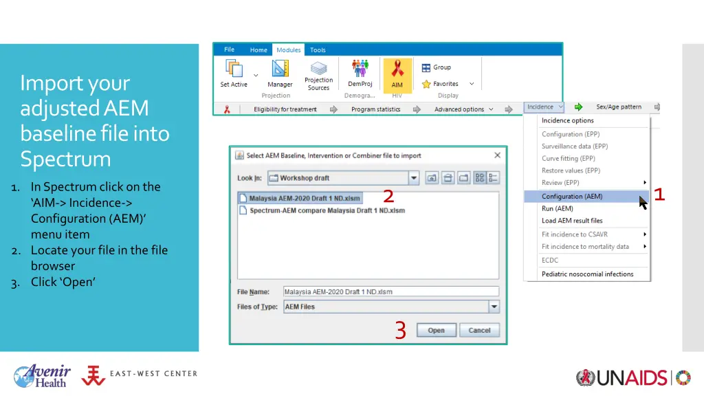 import your adjusted aem baseline file into