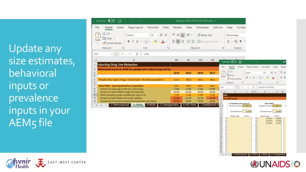 update any size estimates behavioral inputs