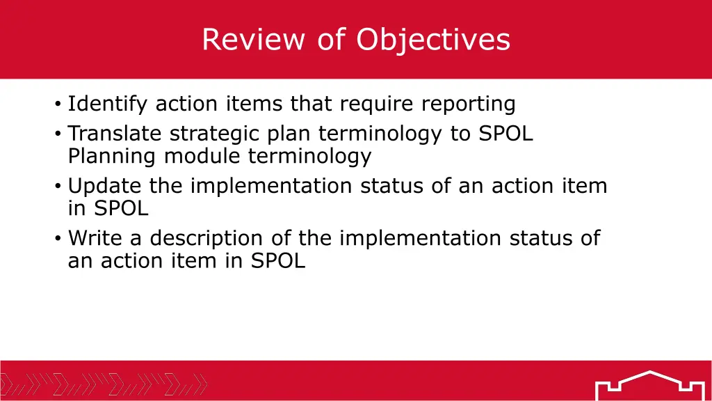 review of objectives
