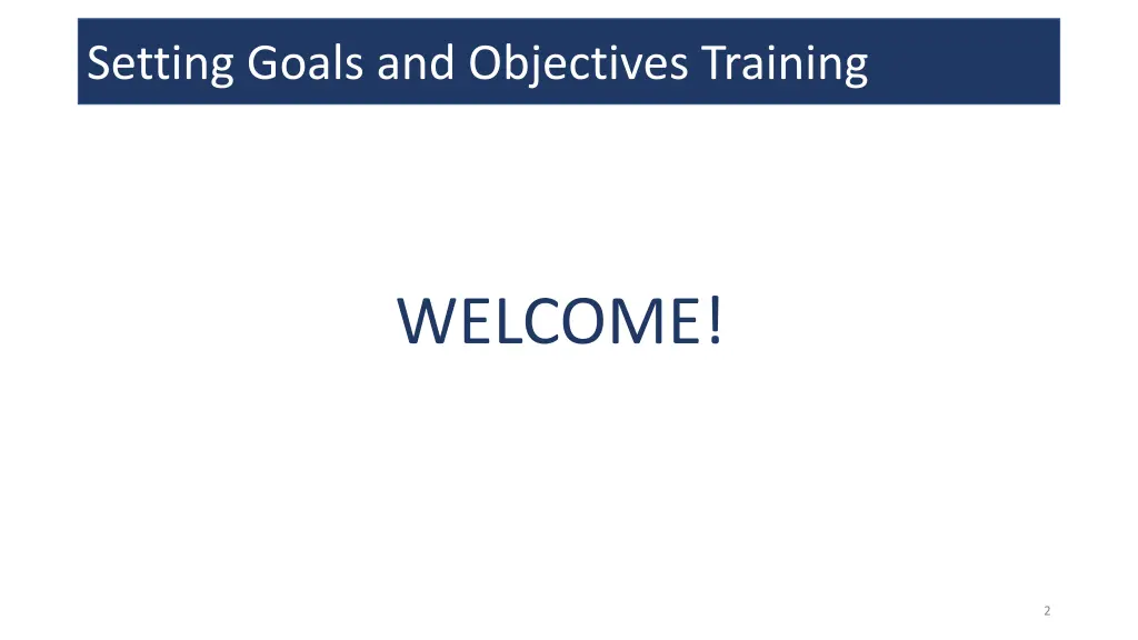 setting goals and objectives training 1