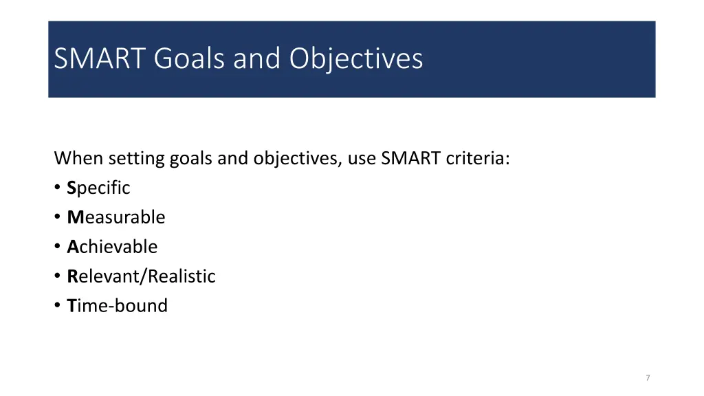 smart goals and objectives