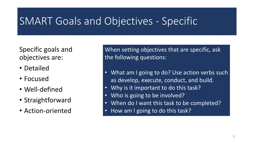 smart goals and objectives specific