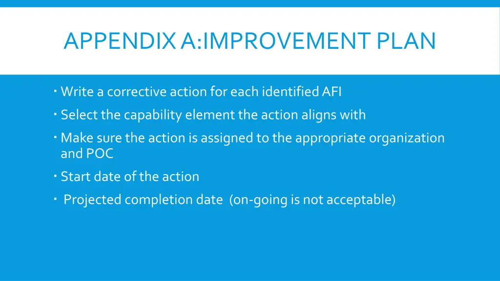 appendix a improvement plan