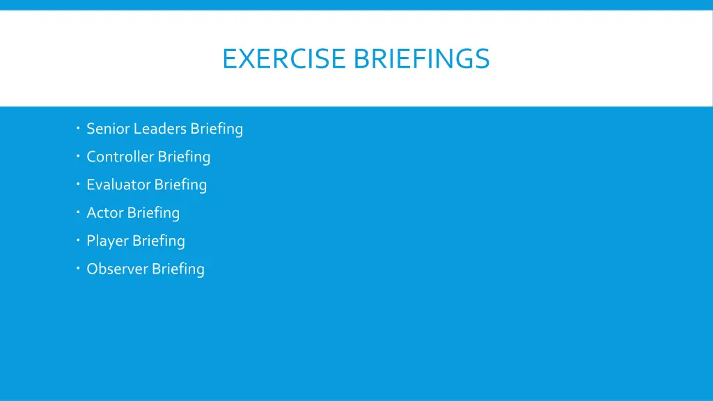 exercise briefings