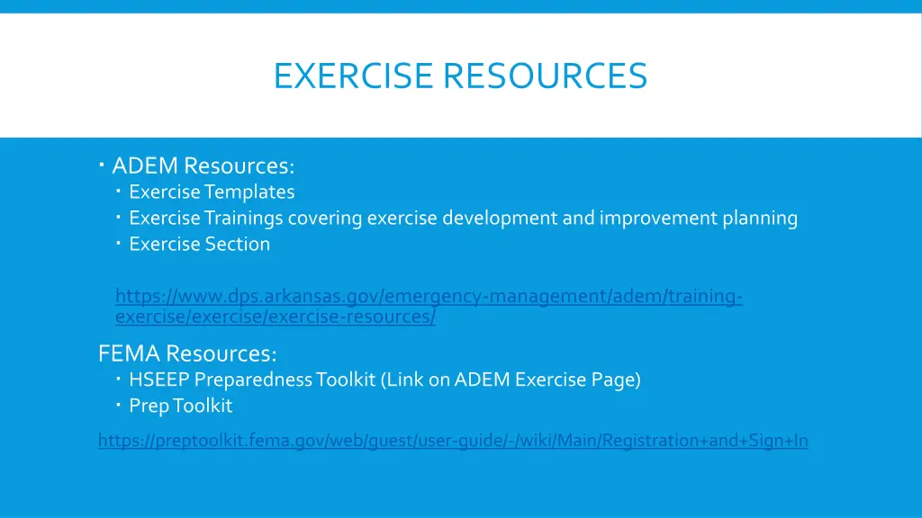 exercise resources