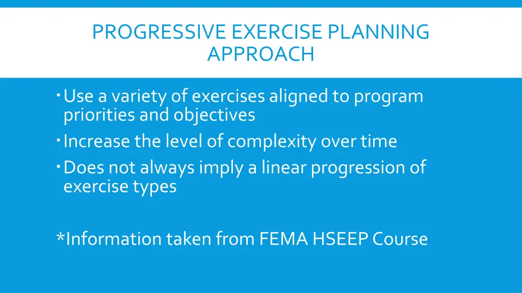 progressive exercise planning approach