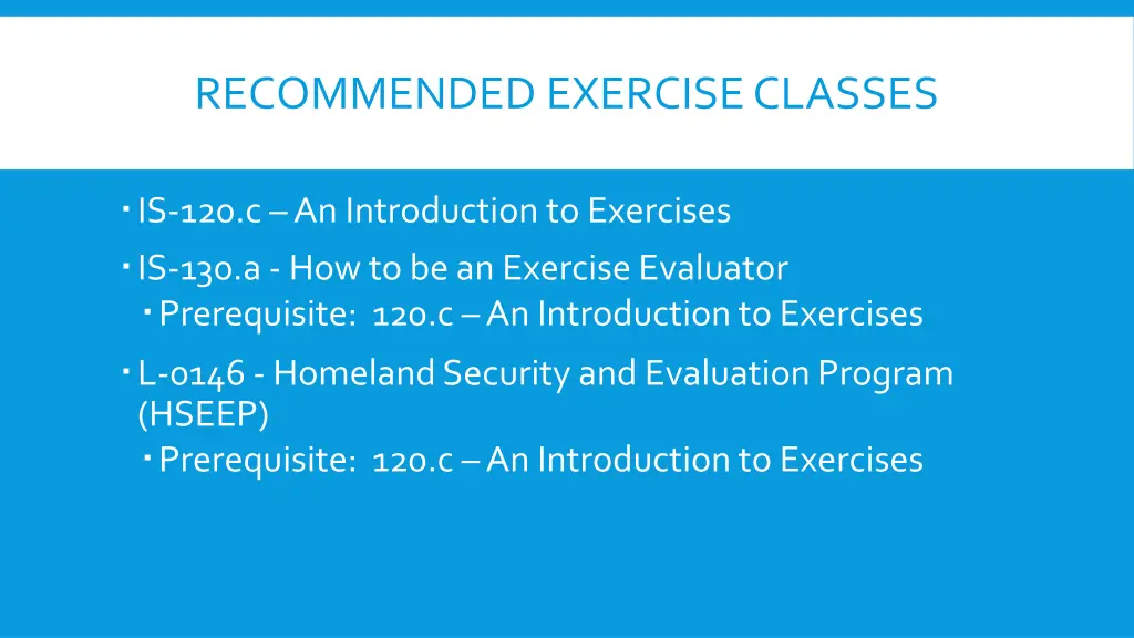 recommended exercise classes