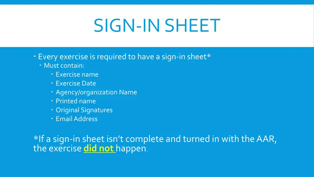 sign in sheet