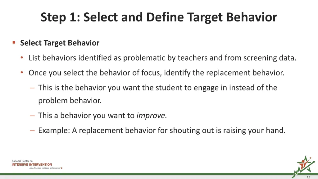 step 1 select and define target behavior