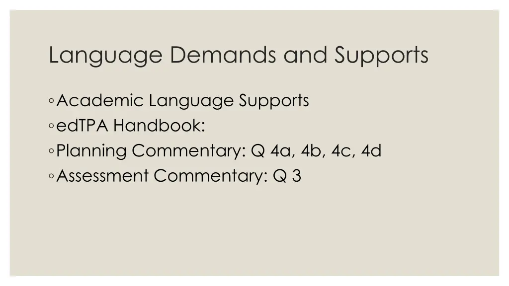 language demands and supports