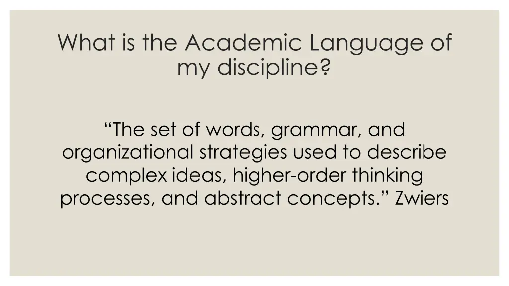 what is the academic language of my discipline