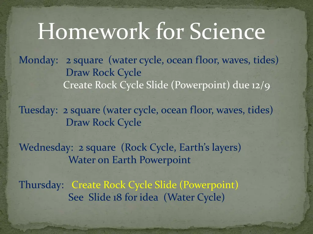 homework for science