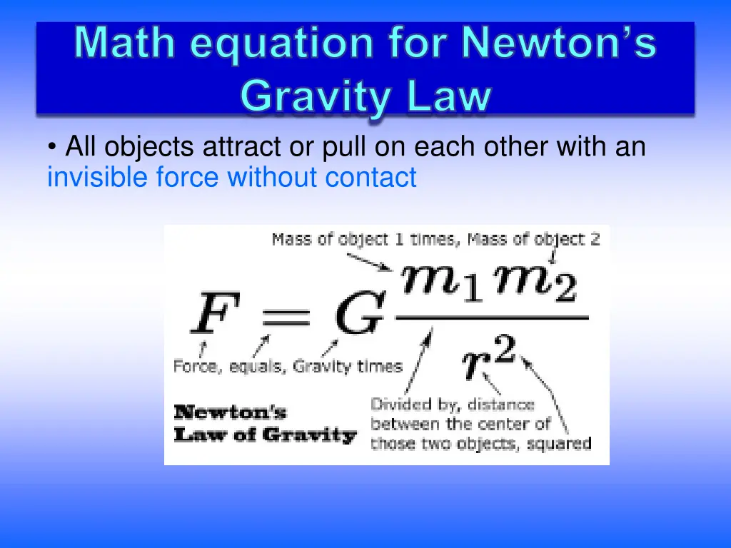 math equation for newton s gravity