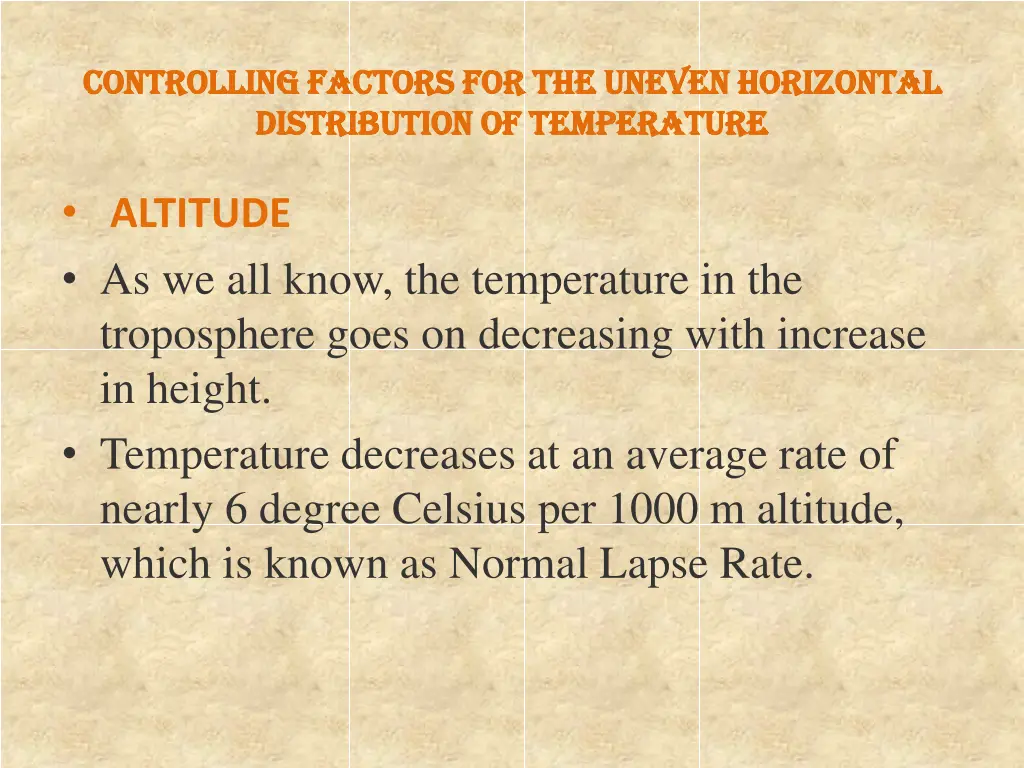 controlling factors for the uneven horizontal 1