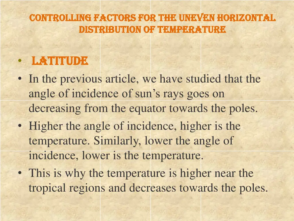 controlling factors for the uneven horizontal