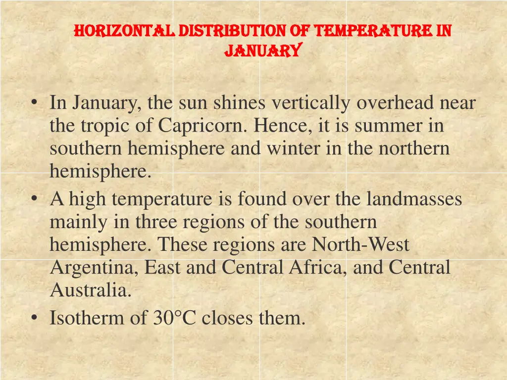 horizontal distribution of temperature