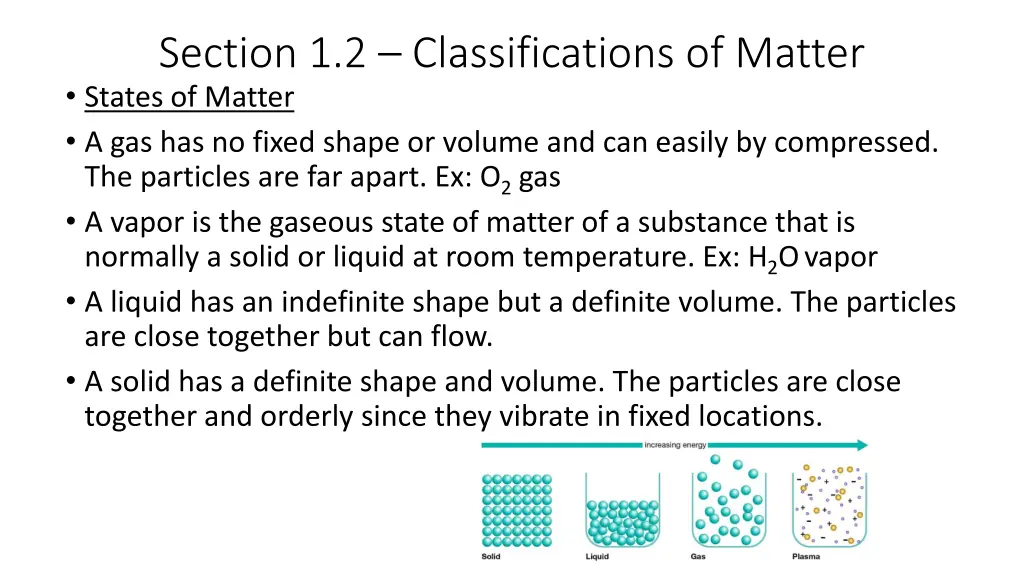 section 1 2 classifications of matter states