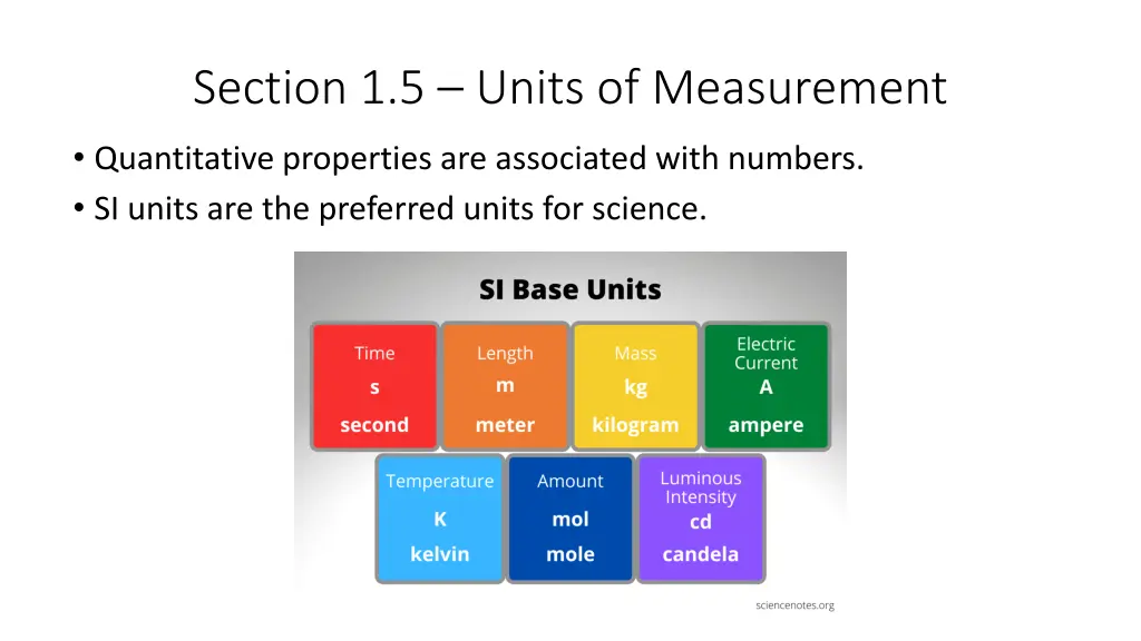 section 1 5 units of measurement